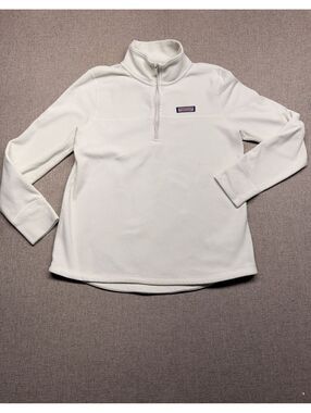 Vineyard Vines Womens XS Waffle Fleece Quarter Zip Pullover Sweater Cream White